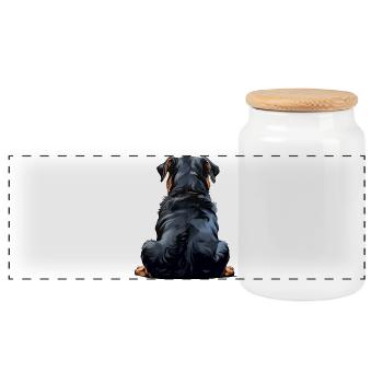 Rottweiler - Boîte à biscuits avec couvercle en bois - blanc - Devant