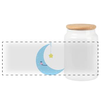Moon and Star Night Bliss - Panoramic Cookie Jar with Wooden Lid - white - Front