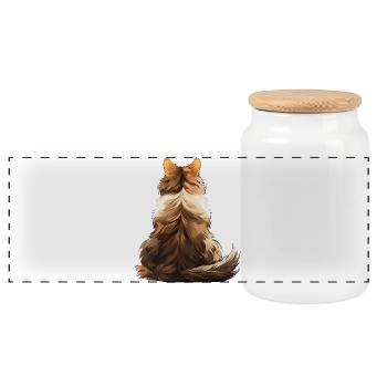 Norwegian Forest Cat - Panoramic Cookie Jar with Wooden Lid - white - Front