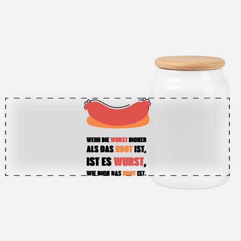 Wenn die Wurst dicker als das Brot ist - Panorama Keksdose mit Holzdeckel - Weiß