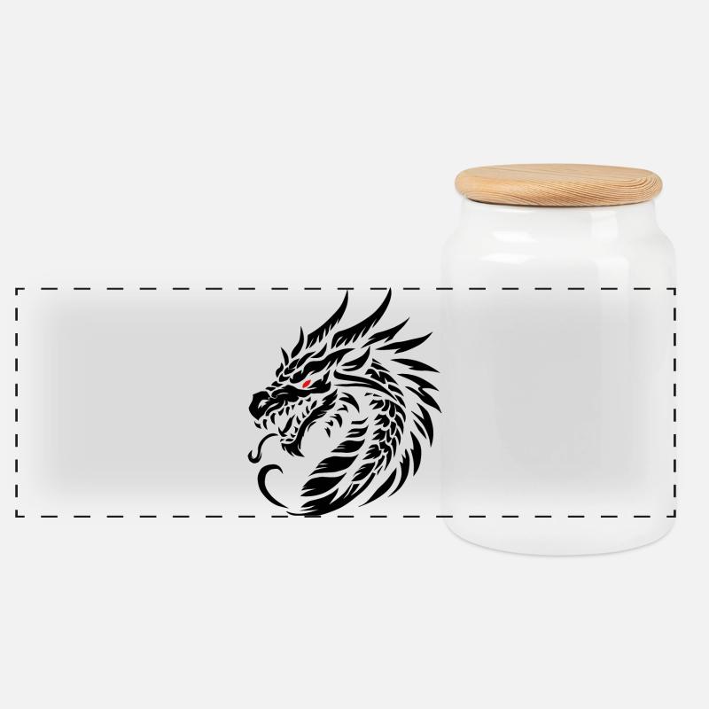 Dragonemblem black - Panorama Keksdose mit Holzdeckel - Weiß
