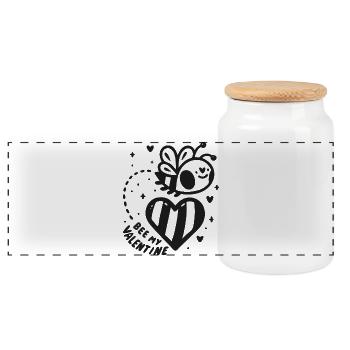 Bee My Valentine Valentine's Day Love Partner Bee - Panoramic Cookie Jar with Wooden Lid - white - Front