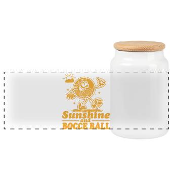 Soleil et boule de pétanque avec Jack Bocci jeu de pétanque - Boîte à biscuits avec couvercle en bois - blanc - Devant