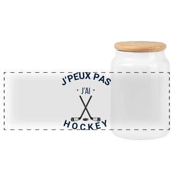 J'peux pas j'ai hockey - Boîte à biscuits avec couvercle en bois - blanc - Devant