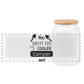 So sieht ein cooler Camper aus - Panorama Keksdose mit Holzdeckel - Weiß - Vorne