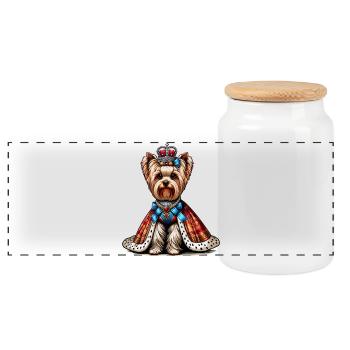 Yorkshire Terrier Princess - Panoramic Cookie Jar with Wooden Lid - white - Front