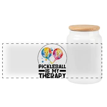 Pickleball is My Therapy - Panoramic Cookie Jar with Wooden Lid - white - Front