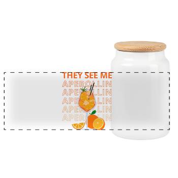 THEY SEE ME APEROLLIN - Panorama Keksdose mit Holzdeckel - Weiß - Vorne