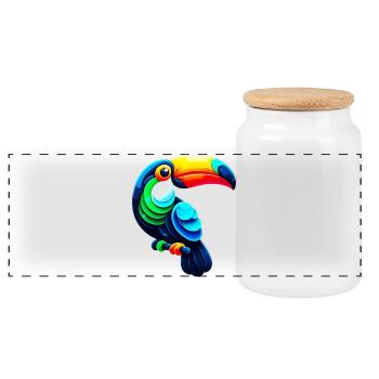 Toucan - Panoramic Cookie Jar with Wooden Lid - white - Front