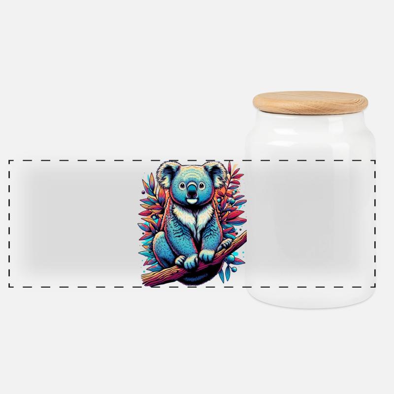 Koala - Panorama Keksdose mit Holzdeckel - Weiß