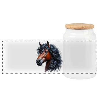 Cheval - Boîte à biscuits avec couvercle en bois - blanc - Devant
