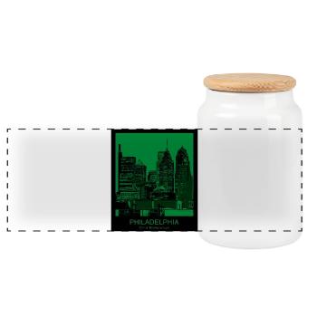Philadelphia Skyline Édition Verte - Boîte à biscuits avec couvercle en bois - blanc - Devant