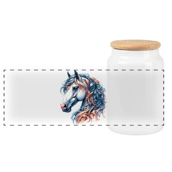 Cheval - Boîte à biscuits avec couvercle en bois - blanc - Devant