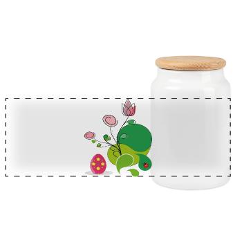 Easter Greeting - Panoramic Cookie Jar with Wooden Lid - white - Front