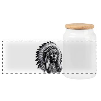 Amérindien Peau rouge d’Amérique - Boîte à biscuits avec couvercle en bois - blanc - Devant