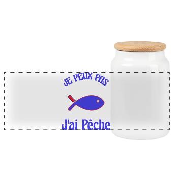 JE PEUX PAS. J'AI PÊCHE. PECHEUR. HUMOUR. RETRAITE - Boîte à biscuits avec couvercle en bois - blanc - Devant