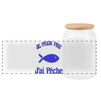 I CAN'T. FISHING. FISH. APRIL FOOL - Panoramic Cookie Jar with Wooden Lid - white - Front