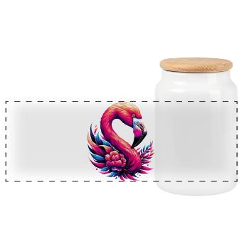 Flamant - Boîte à biscuits avec couvercle en bois - blanc - Devant