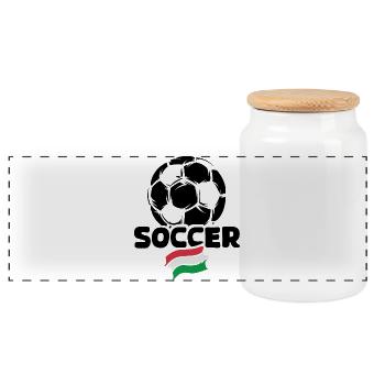 Fußball Team Ungarn 2024 soccerfan icon Logo - Panorama Keksdose mit Holzdeckel - Weiß - Vorne