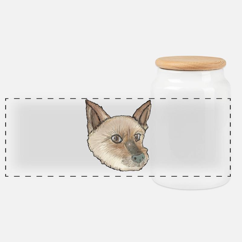 Augen der cachorro_Yorkie - Panorama Keksdose mit Holzdeckel - Weiß