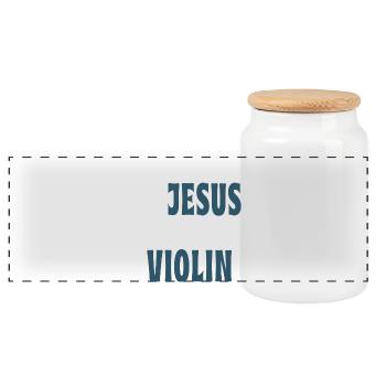 Dieser Junge lebt von Jesus und Violinen - Panorama Keksdose mit Holzdeckel - Weiß - Vorne