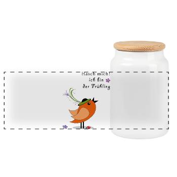 Hachez-moi, je suis le moineau printanier - Boîte à biscuits avec couvercle en bois - blanc - Devant