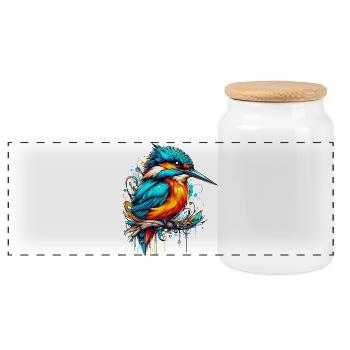 Martin-pêcheur - Boîte à biscuits avec couvercle en bois - blanc - Devant