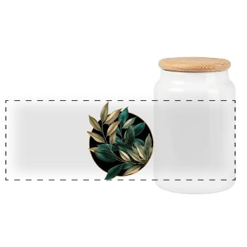 Elegant plants - Panoramic Cookie Jar with Wooden Lid - white - Front