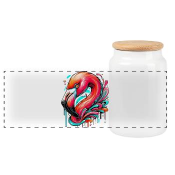 Flamant - Boîte à biscuits avec couvercle en bois - blanc - Devant