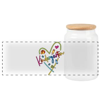 Kindergarten Heart Colorful Farewell Kita Say Thank You - Panoramic Cookie Jar with Wooden Lid - white - Front