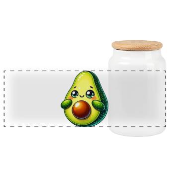 Avocat - Boîte à biscuits avec couvercle en bois - blanc - Devant