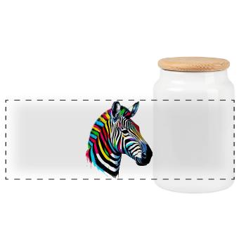 Zebra - Panorama Keksdose mit Holzdeckel - Weiß - Vorne