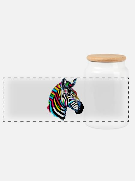 Zebra - Panorama Keksdose mit Holzdeckel - Weiß