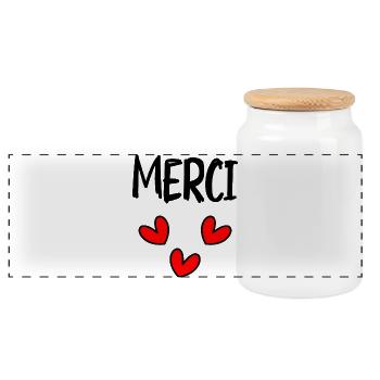 MERCI. MAÎTRESSE. MAÎTRE. MERCI MAÎTRESSE - Boîte à biscuits avec couvercle en bois - blanc - Devant