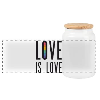 LGBT Pride Month - Love is Love - Panoramic Cookie Jar with Wooden Lid - white - Front