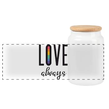 Mois de la fierté LGBT - Love Always - Boîte à biscuits avec couvercle en bois - blanc - Devant