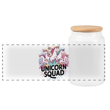 Unicorn Squad - Magical Unicorn Friendship - Panoramic Cookie Jar with Wooden Lid - white - Front