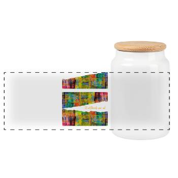 Colorful Abstract Art for Clothing - Panoramic Cookie Jar with Wooden Lid - white - Front