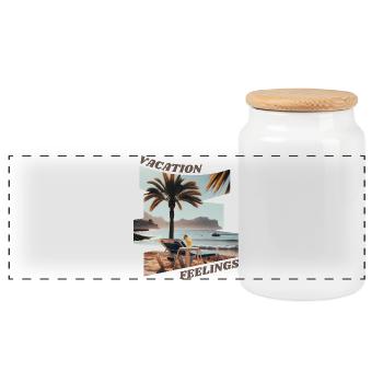 Vacation Feelings Strandurlaub - Panorama Keksdose mit Holzdeckel - Weiß - Vorne