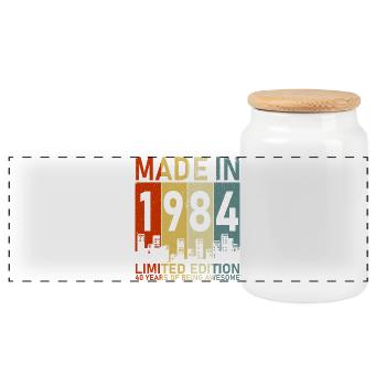 Anniversaire de 1984 : cadeau rétro légendaire - Boîte à biscuits avec couvercle en bois - blanc - Devant