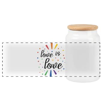 LGBTQ Pride Month - Love is Love - Panoramic Cookie Jar with Wooden Lid - white - Front