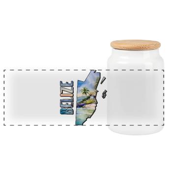 Aquarell Landkarte Belize - Panorama Keksdose mit Holzdeckel - Weiß - Vorne