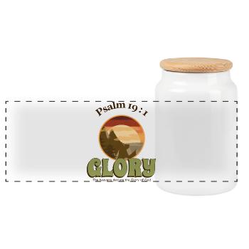 Coucher de soleil biblique avec montagnes - Boîte à biscuits avec couvercle en bois - blanc - Devant