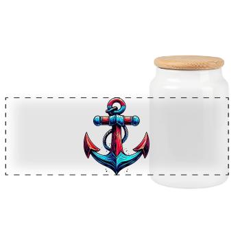 An Anchor - Panoramic Cookie Jar with Wooden Lid - white - Front
