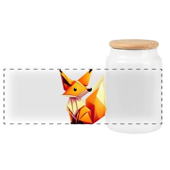 Fox - Panoramic Cookie Jar with Wooden Lid - white - Front