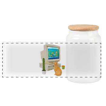 Aquarium PC des années 90 - Boîte à biscuits avec couvercle en bois - blanc - Devant