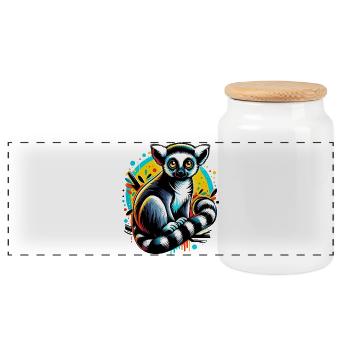 Lémurien - Boîte à biscuits avec couvercle en bois - blanc - Devant