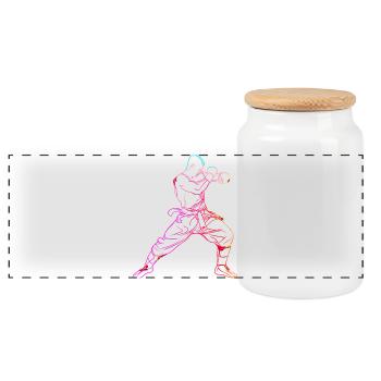 Kickboxeur à l’ancienne - Boîte à biscuits avec couvercle en bois - blanc - Devant
