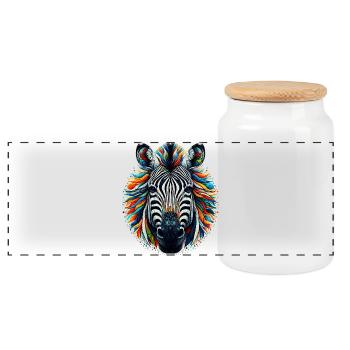 Zebra - Panoramic Cookie Jar with Wooden Lid - white - Front