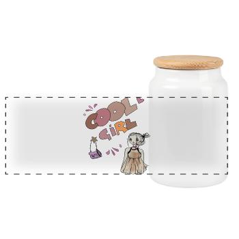 Fille Cool, Fille - Boîte à biscuits avec couvercle en bois - blanc - Devant